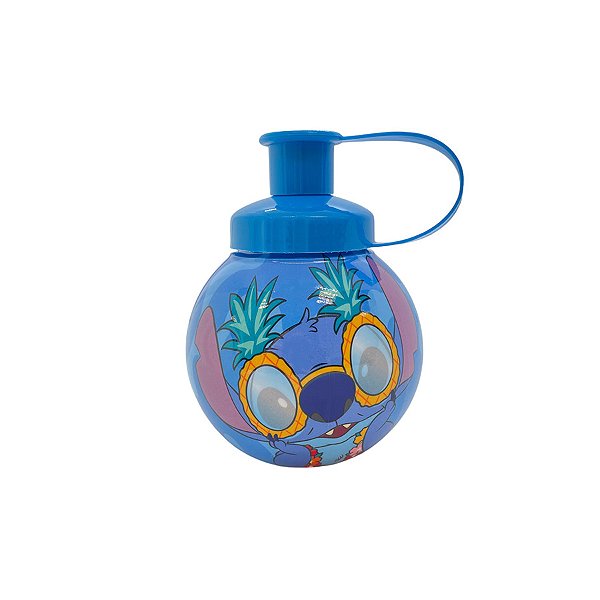 Garrafa Squeeze Bola Stitch Óculos Abacaxi  - Azul - 250ml - 1 unidade - Disney Original - Rizzo