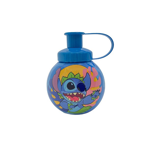 Garrafa Squeeze Bola Stitch Aloha - Azul - 250ml - 1 unidade - Disney Original - Rizzo