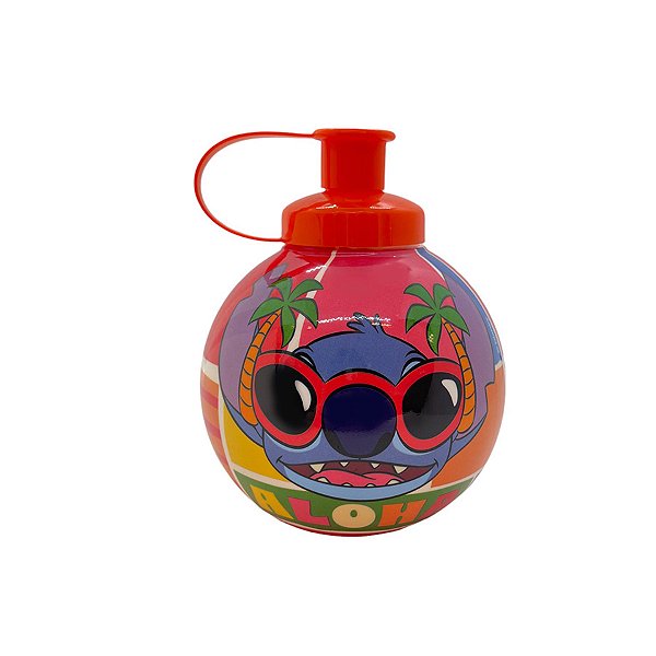 Garrafa Squeeze Bola Stitch Óculos - Laranja - 500ml - 1 unidade - Disney Original - Rizzo