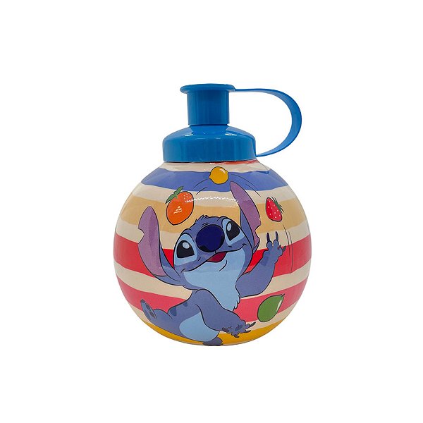 Garrafa Squeeze Bola Stitch Aloha - Azul - 500ml - 1 unidade - Disney Original - Rizzo