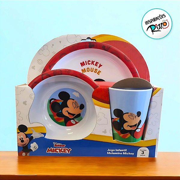 Kit Alimentação Mickey - Prato, Bowl e Caneca - 1 unidade - Disney Original - Rizzo