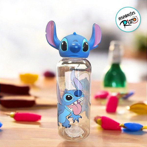 Garrafa De Plástico 3D - Stitch - 560ml - 1 unidade - Disney Original - Rizzo