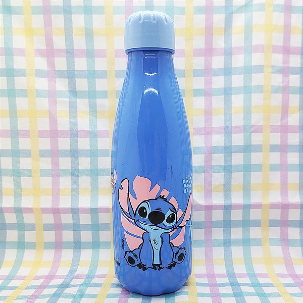Garrafa Squeeze Pet Paris - Stitch - Azul Tampa Azul - 600ml  23cm - 1 unidade - Disney Original - Rizzo