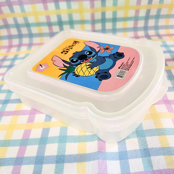 Sanduicheira/Porta Frios Branco - Stitch Segurando Abacaxi - 16cm - 1 unidade - Disney Original - Rizzo