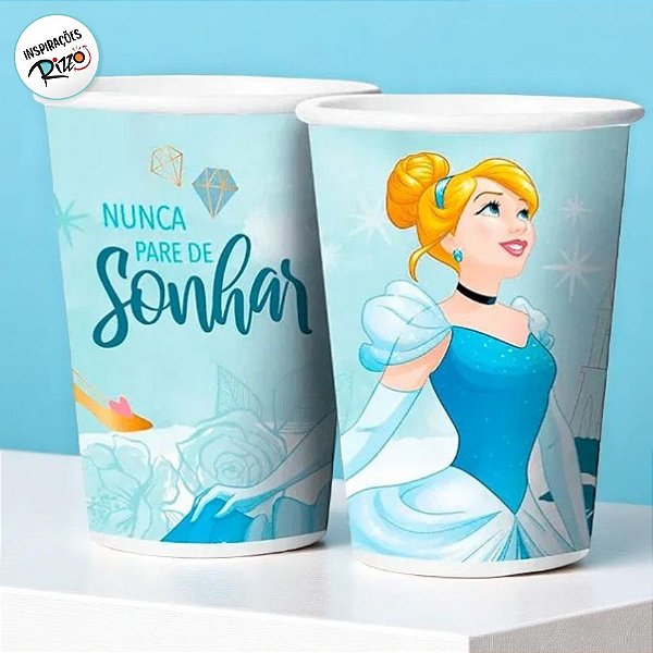 Copo de Papel - Cinderela Clássica - 180ml  - 8 unidades - Disney Original - Rizzo