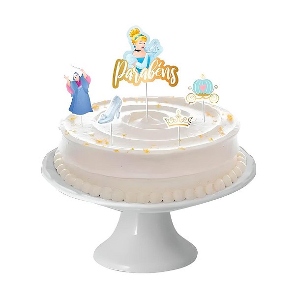 Decoração de Bolo - Cenário Cinderela Clássica - 5 unidades - Disney Original - Rizzo