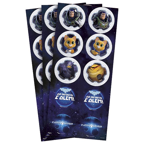 Adesivo Redondo - Lightyear - 30 unidades - Disney Original - Rizzo