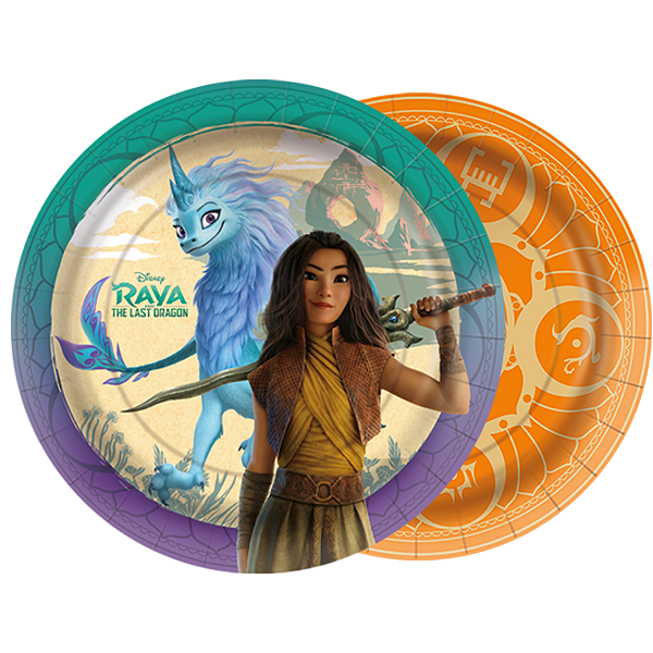 Prato de Papel Redondo Festa Raya e o Último Dragão - 18cm - 12 unidades - Disney Original