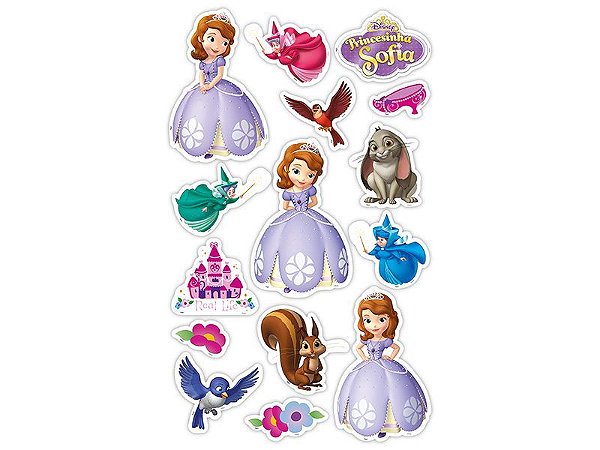 Mini Personagens Decorativos Festa Princesinha Sofia - 15 unidades - Disney Original - Rizzo