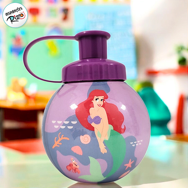 Garrafa Squeeze Bola Ariel - Roxa - 250ml  - 1 unidade - Disney Original - Rizzo