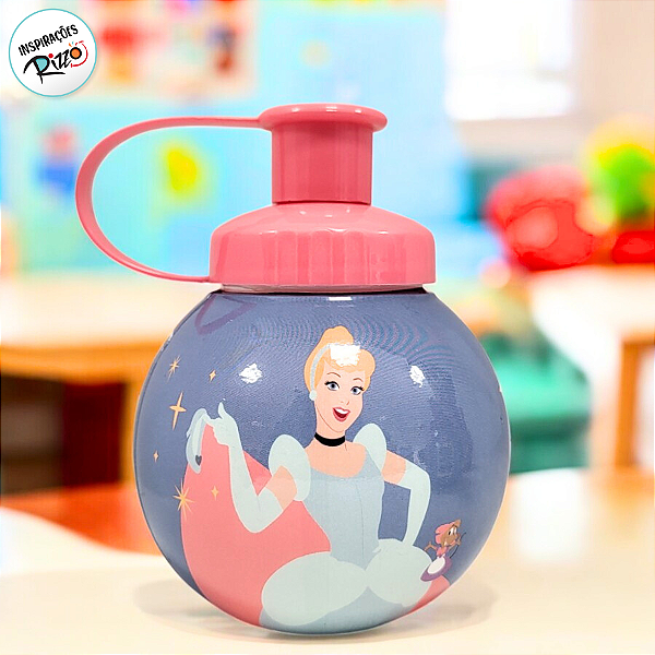 Garrafa Squeeze Bola Cinderela - Rosa - 250ml  - 1 unidade - Disney Original - Rizzo