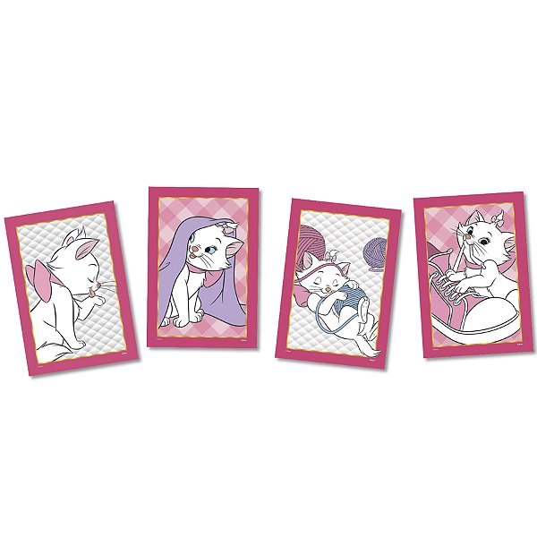 Quadros Decorativos Festa Marie - 4 unidades - Disney Original - Rizzo