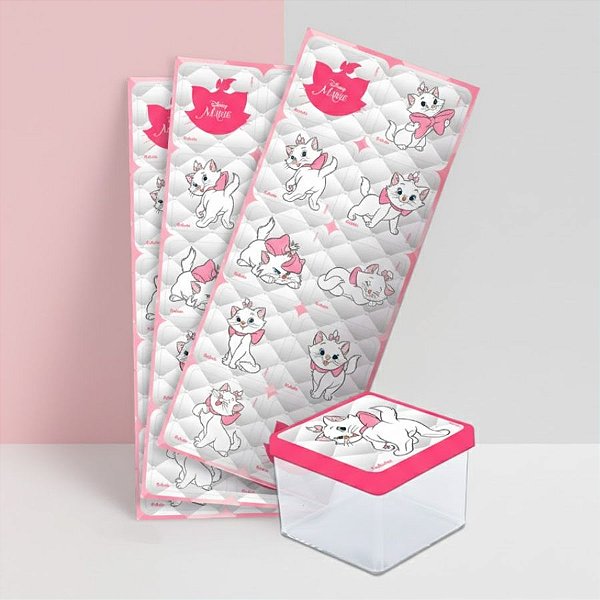 Adesivo Quadrado Festa Marie - 30 unidades - Disney Original - Rizzo