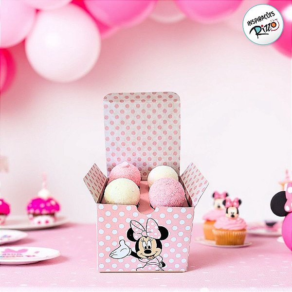 Caixa 4 Doces Quadrada - Minnie Mouse - 6x7,5x7,5cm - 10 unidades - Disney Original - Rizzo