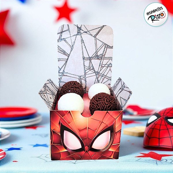 Caixa 4 Doces Quadrada - Siper Man - 6x7,5x7,5cm - 10 unidades - Disney Original - Rizzo