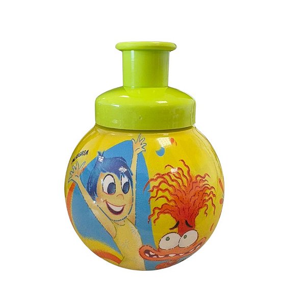 Garrafa Squeeze Bola Divertidamente - Amarelo C/ Tampa Verde - 250ml - 1 unidade - Disney Original - Rizzo