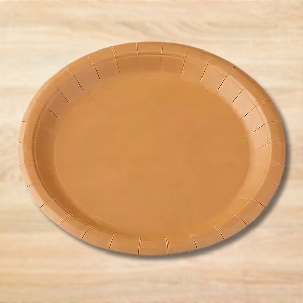 Prato de Papel Redondo Biodegradável Kraft - 23cm - 10 unidades - Silver Festas - Rizzo