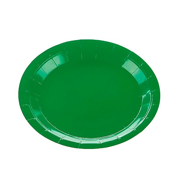 Prato de Papel Redondo Biodegradável - Verde Bandeira - 18cm - 10 unidades - Rizzo