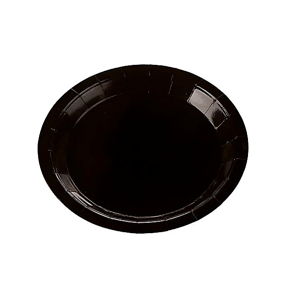 Prato de Papel Redondo Biodegradável - Preto - 18cm - 10 unidades - Rizzo