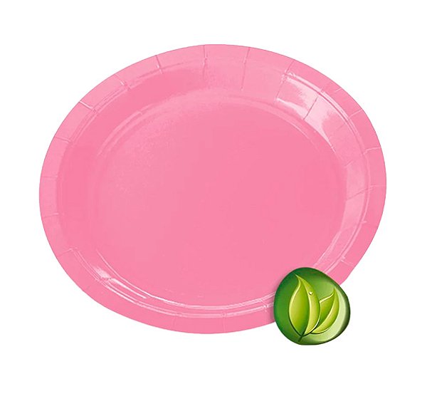 Prato de Papel Biodegradável - Rosa Bebê - 18cm - 10 unidades - Rizzo
