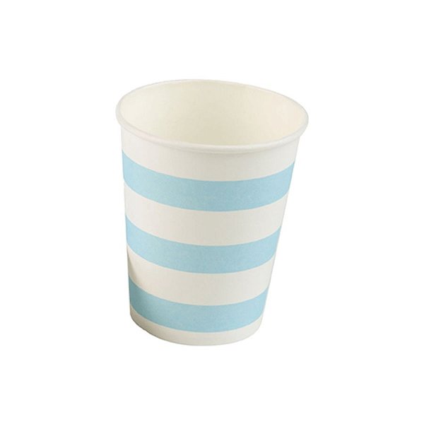 Copo papel Listrado Azul Bebe Biodegradável - 10 unidades - 270 ml - Rizzo