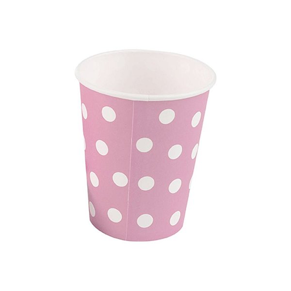 Copo papel Poa Rosa Bebe Biodegradável - 10 unidades - 270 ml - Rizzo