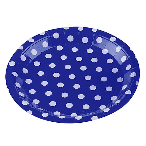 Prato Papel Biodegradável Poa Azul - 10 unidades - 18 cm - Rizzo