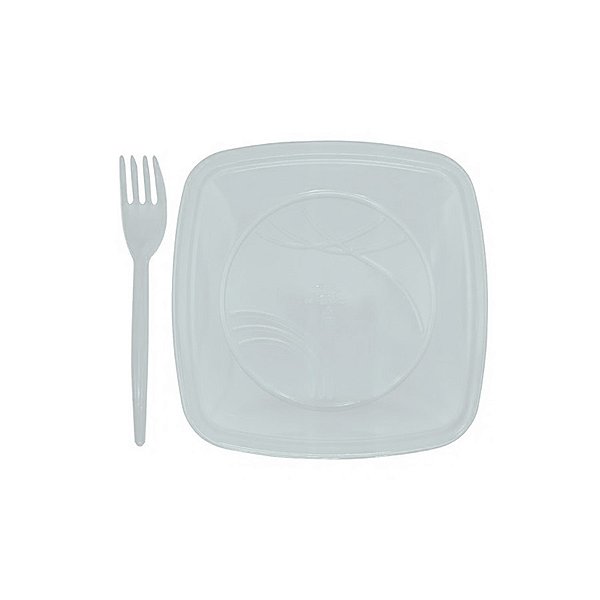 Kit Sobremesa Prato e Garfo Branco 10 Unidades - Trik Trik