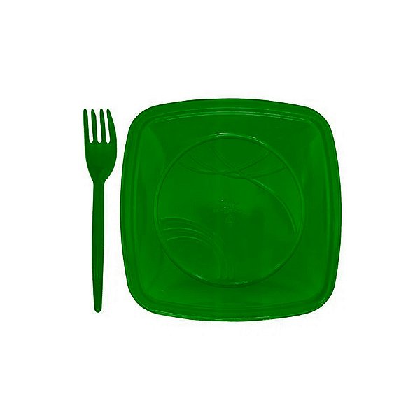 Kit Sobremesa Prato e Garfo Verde 10 Unidades - Trik Trik