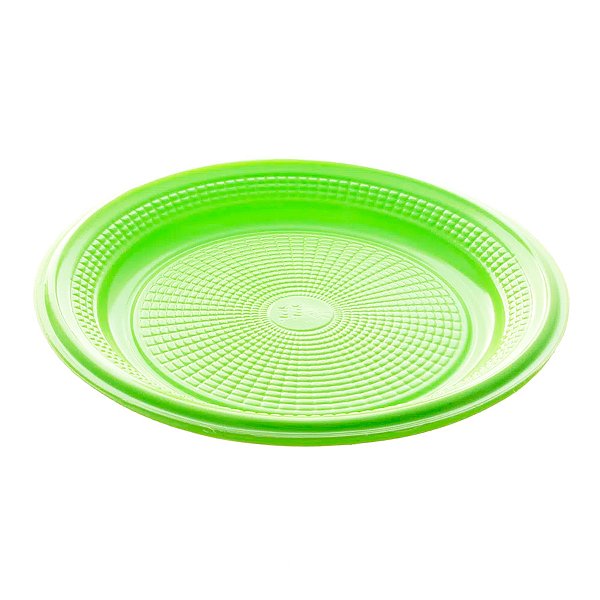 Prato Biodegradável 15cm Crystal Neon Verde - 10 Unidades - Trik Trik