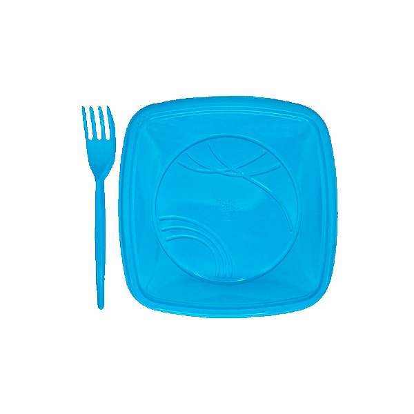 Kit Sobremesa Prato e Garfo Azul Claro - 10 Unidades - Trik Trik