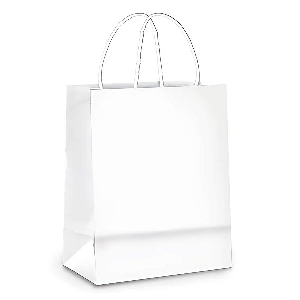 Sacola de Papel P 21,5x15x8cm - Branco - Embalagem Econômica - 50 unidades - Cromus - Rizzo
