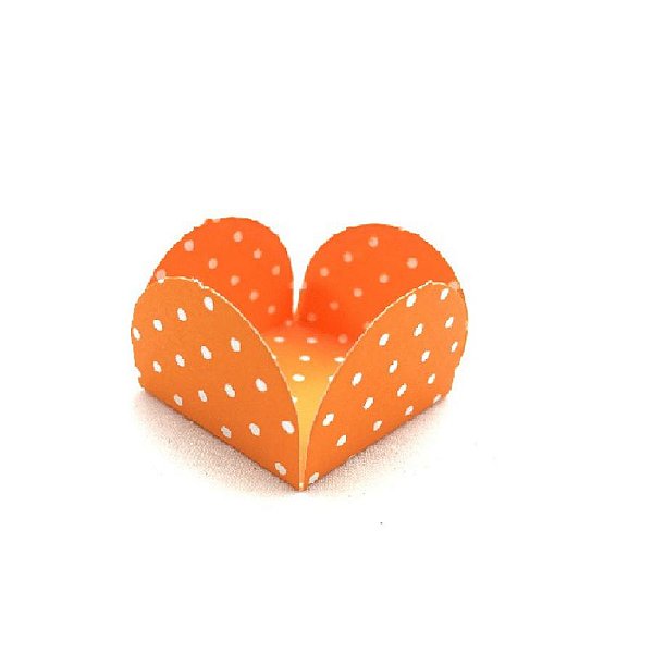 Forminhas para Doces 4 Pétalas Poá Laranja e Branco 50 unidades NC Toys