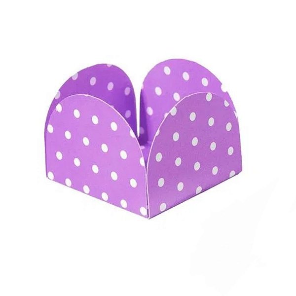 Forminhas para Doces 4 Pétalas Poá Lilas e Branco 50 unidades NC Toys