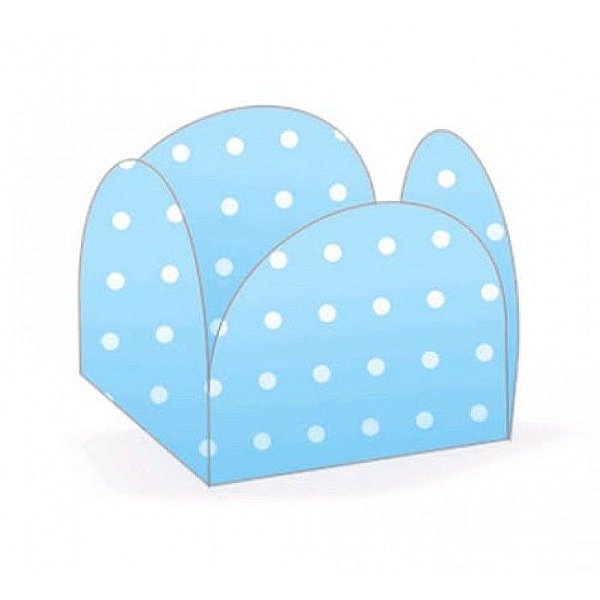 Forminhas para Doces 4 Pétalas Poá Azul Claro e Branco 50 unidades NC Toys