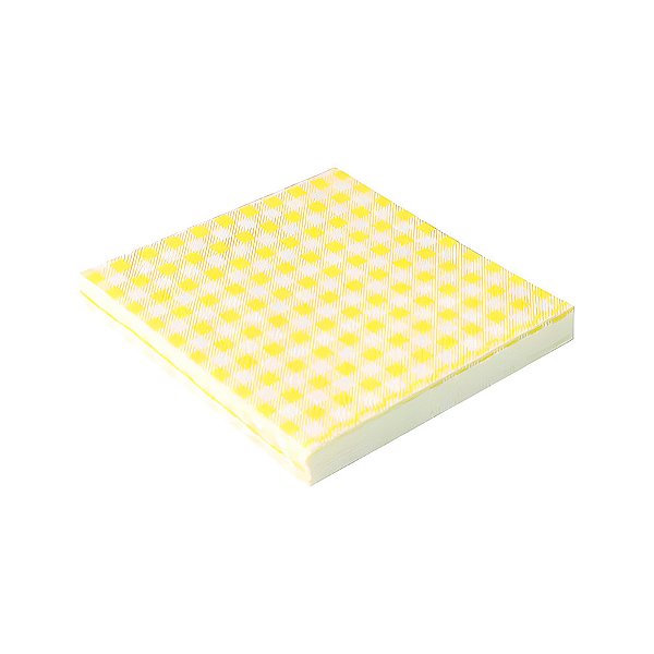 Guardanapo - 32x32cm - Amarelo Xadrez  - 20 unidades - Rizzo