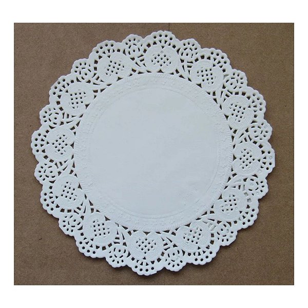 Fundo Rendado de Papel Redondo Branco 9cm - 24 un - Rizzo