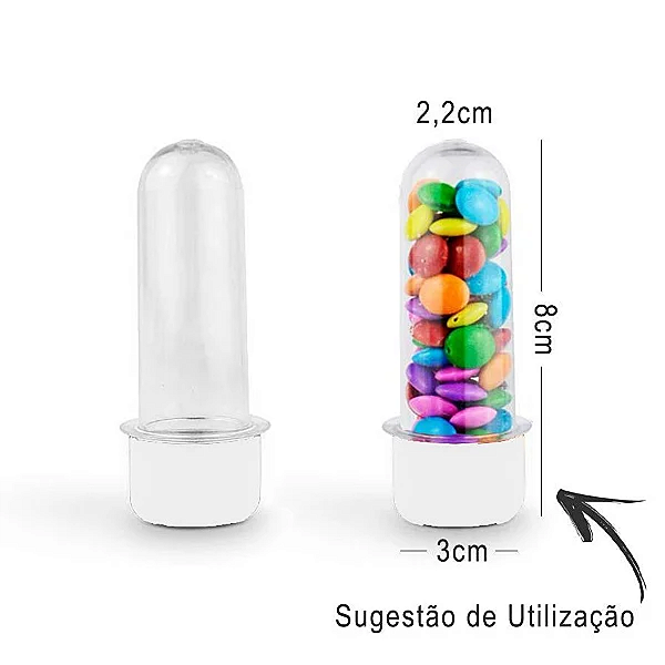 Mini Tubete Lembrancinha 8cm 10 unidades - Branco - Rizzo Embalagens e Festas