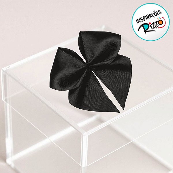 Lacinho de Fita de Cetim Preto 22mm - 5cm - Cor 219 - 12 unidades - Progresso - Rizzo