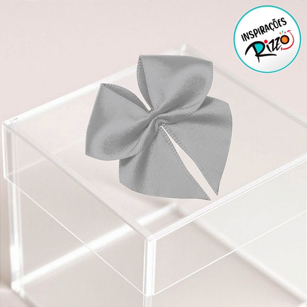 Lacinho de Fita de Cetim Prata 22mm - 5cm - Cor 084 - 12 unidades - Progresso - Rizzo