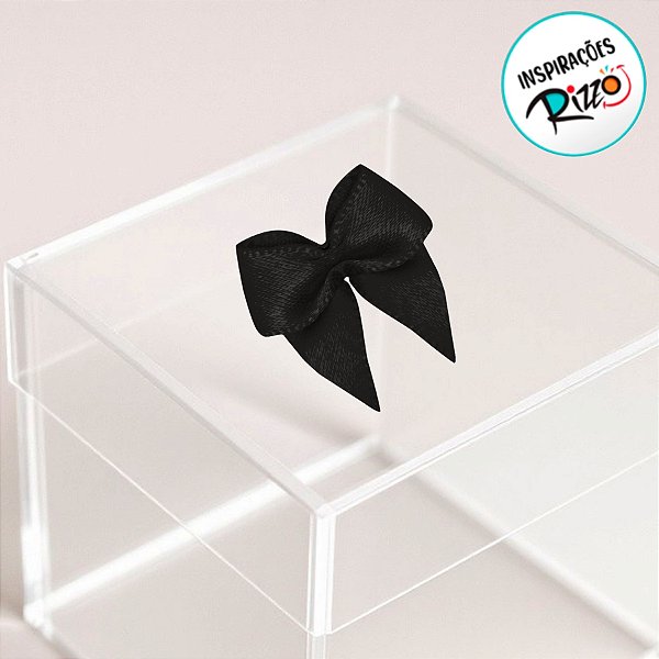 Lacinho de Fita de Cetim Preto 10mm - 2,5cm - Cor 219 - 50 unidades - Progresso - Rizzo
