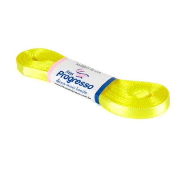 Fita de Cetim Progresso 7mm nº1 - 10m Cor 242 Amarelo Canário - 01 unidade