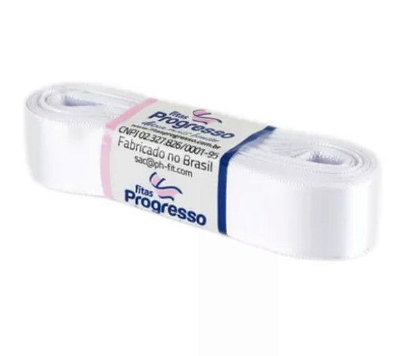 Fita de Cetim Progresso 22mm nº5 - 10m Cor 201 Branco - 01 unidade