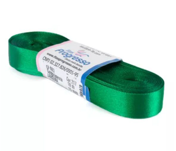 Fita de Cetim Progresso 15mm nº3 - 10m Cor 217 Verde Bandeira - 01 unidade
