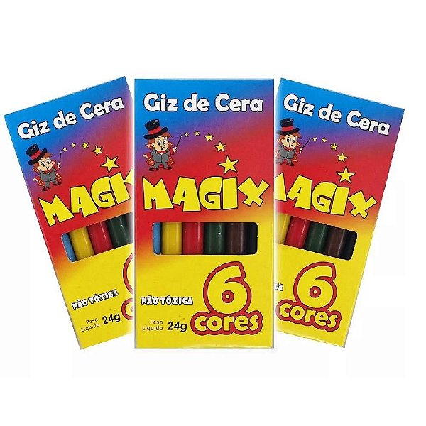 Giz de Cera para Colorir 24g - 1 unidade com 6 cores - Magix - Rizzo Embalagens