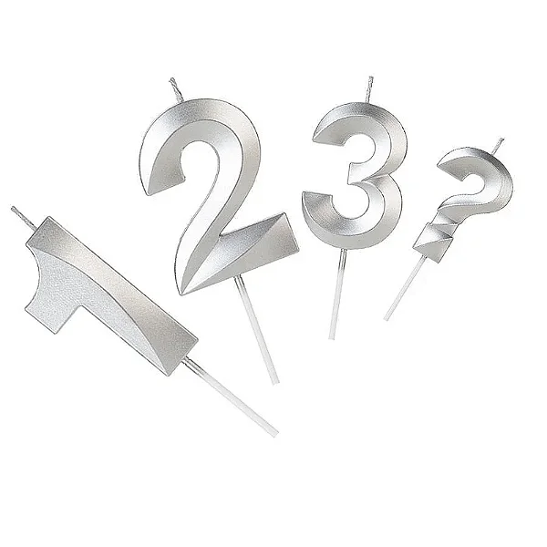 Vela Número Aniversário Design Prata - 01 unidade - Silver Festas - Rizzo