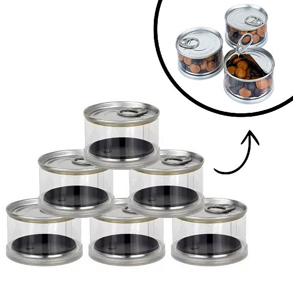 Latinha Plástico com Abridor Baixa Tipo Atum - Prata - 6 Unidades - Art Lille