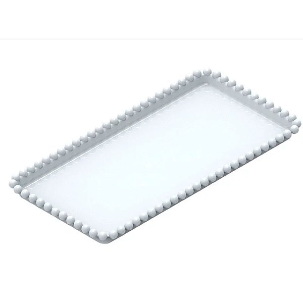 Bandeja Esfera Acrílica Durável Retangular - Branco - 25x13cm - 1 unidade - Rizzo - Rizzo