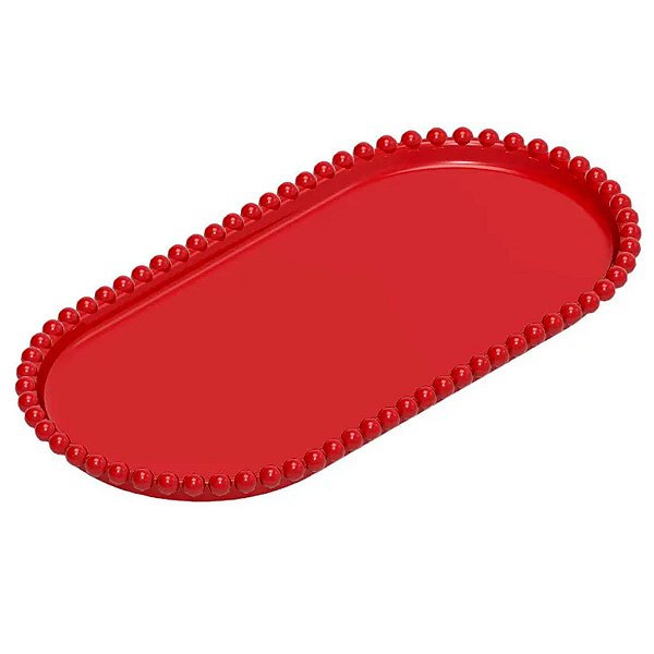 Bandeja Esfera Acrílica Durável Oval - Vermelho- 25x13cm - 1 unidade - Rizzo - Rizzo