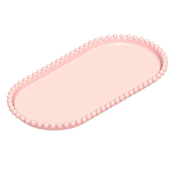 Bandeja Esfera Acrílica Durável Oval - Rosa Candy - 25x13cm - 1 unidade - Rizzo - Rizzo